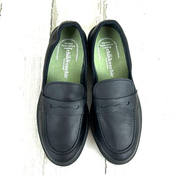 Childrenchic Kids 4 Black Leather Treated Slip-On No Slip School Loafers NEW - Picture 2 of 9